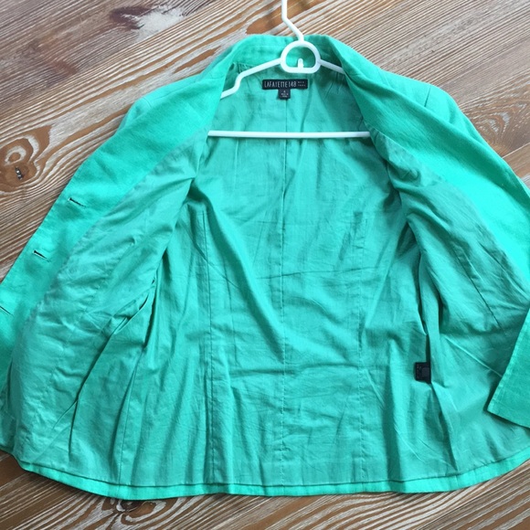 Lafayette 148 green linen jacket 4 6 - Picture 9 of 10